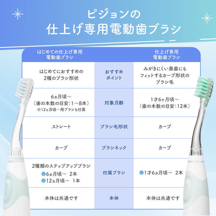 仕上げ専用 電動歯ブラシ（グリーン／1才6ヵ月頃～）│ピジョン公式