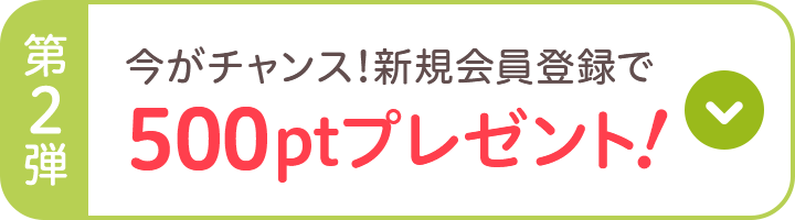 第2弾 今がチャンス!新規会員登録で500ptプレゼント