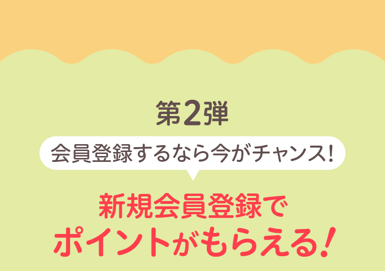 第2弾 会員登録するなら今がチャンス! 新規会員登録で ポイントがもらえる 