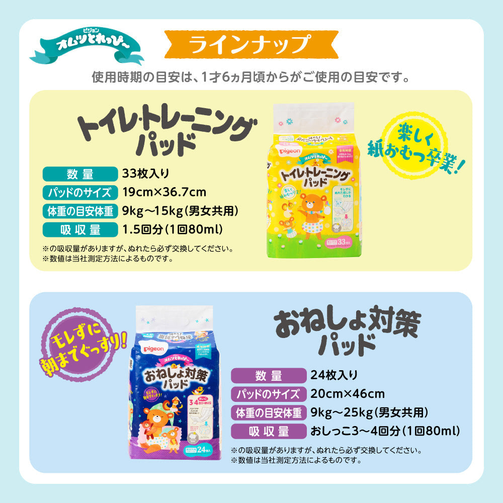 Pigeon ピジョントイレトレーニングパッド ６袋　おねしょ対策パッド４袋 オムツとれっぴ～ おねしょ対策パッド 24枚 PigeonFriends